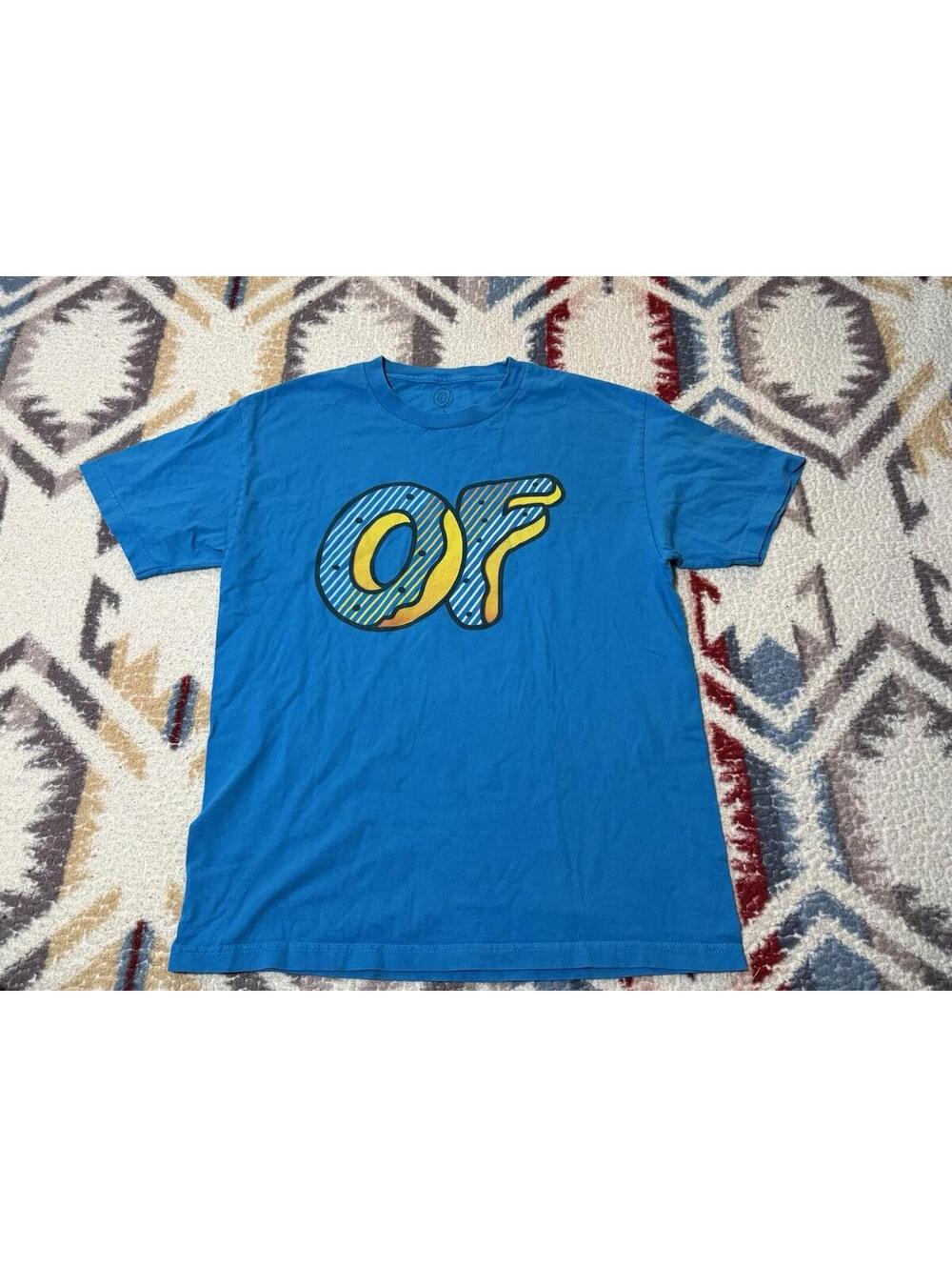 OF Odd Future T-Shirt Unisex L Blue Cotton All Day Comfort Donut Logo Casual Tee